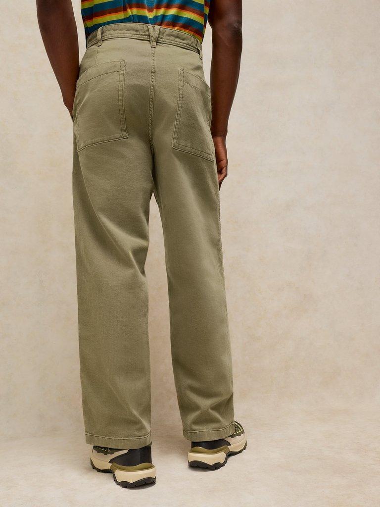 WALKER GARMENT DYE WIDE JEAN in KHAKI GRN - MODEL BACK