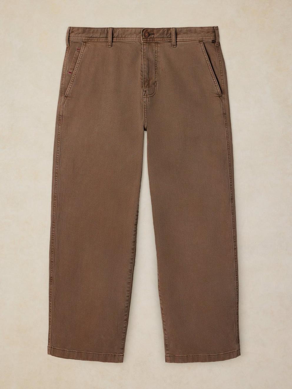 WALKER GARMENT DYE WIDE JEAN in MID BROWN - FLAT FRONT