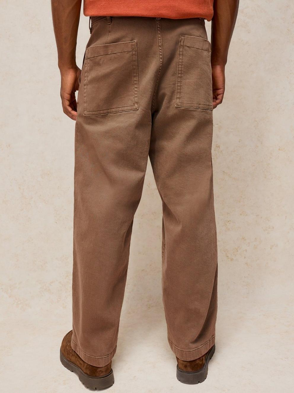 WALKER GARMENT DYE WIDE JEAN in MID BROWN - MODEL BACK