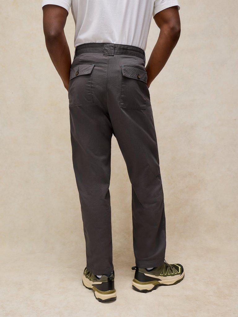THIRSK TAPERED ANKLE TROUSER in DK GREY - MODEL BACK