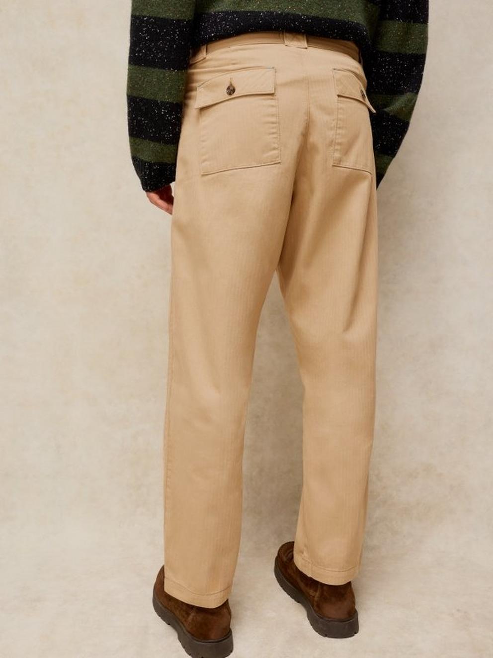 THIRSK TAPERED ANKLE TROUSER in DK NAT - MODEL BACK