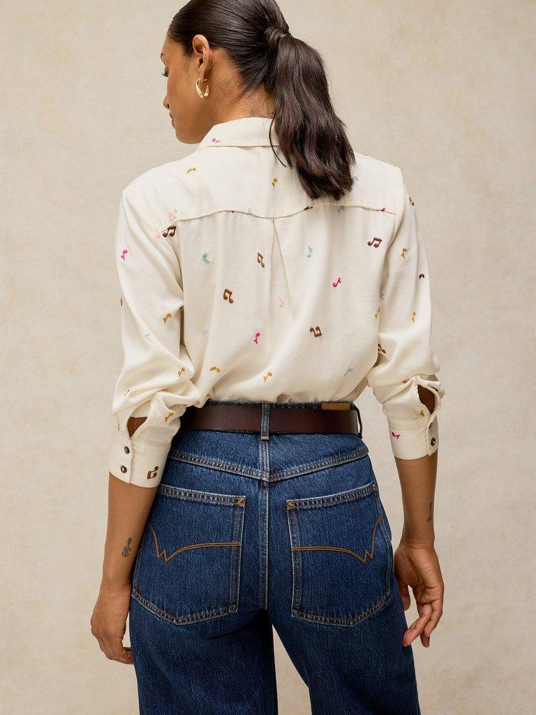 LIBBY SHIRT in IVORY MLT - MODEL BACK