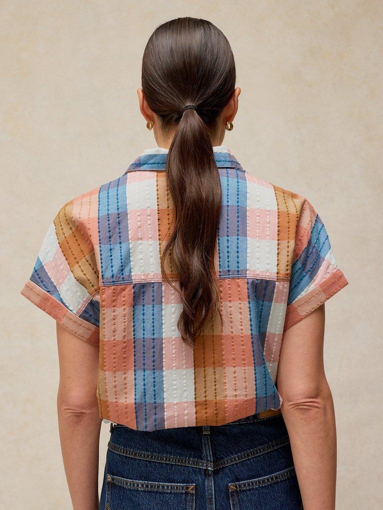 ORLA POP OVER SHIRT in PINK MLT - MODEL BACK