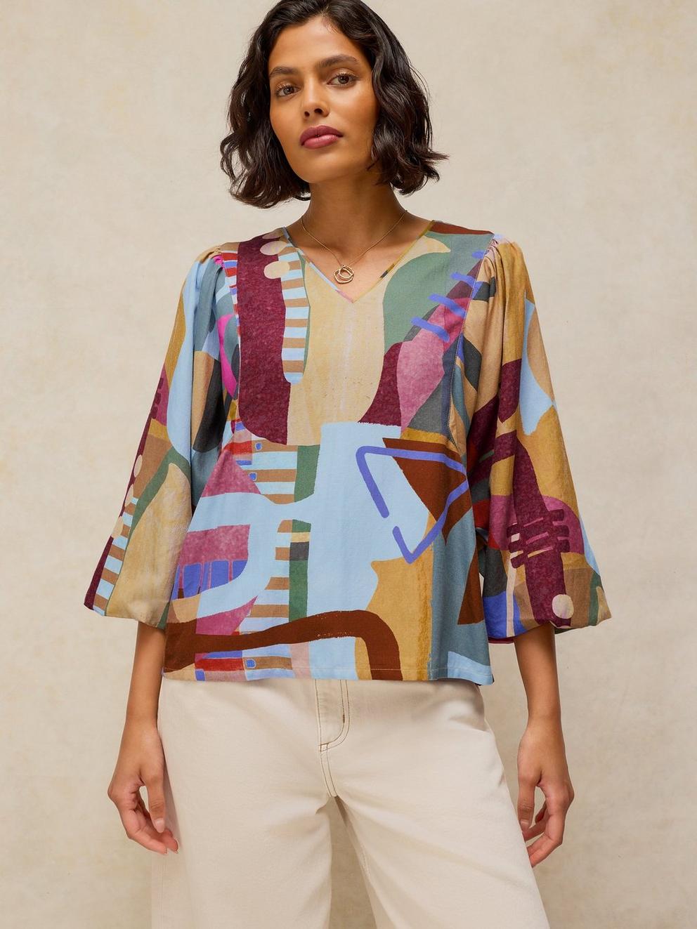 MATILDA TOP in PINK MLT - MODEL DETAIL