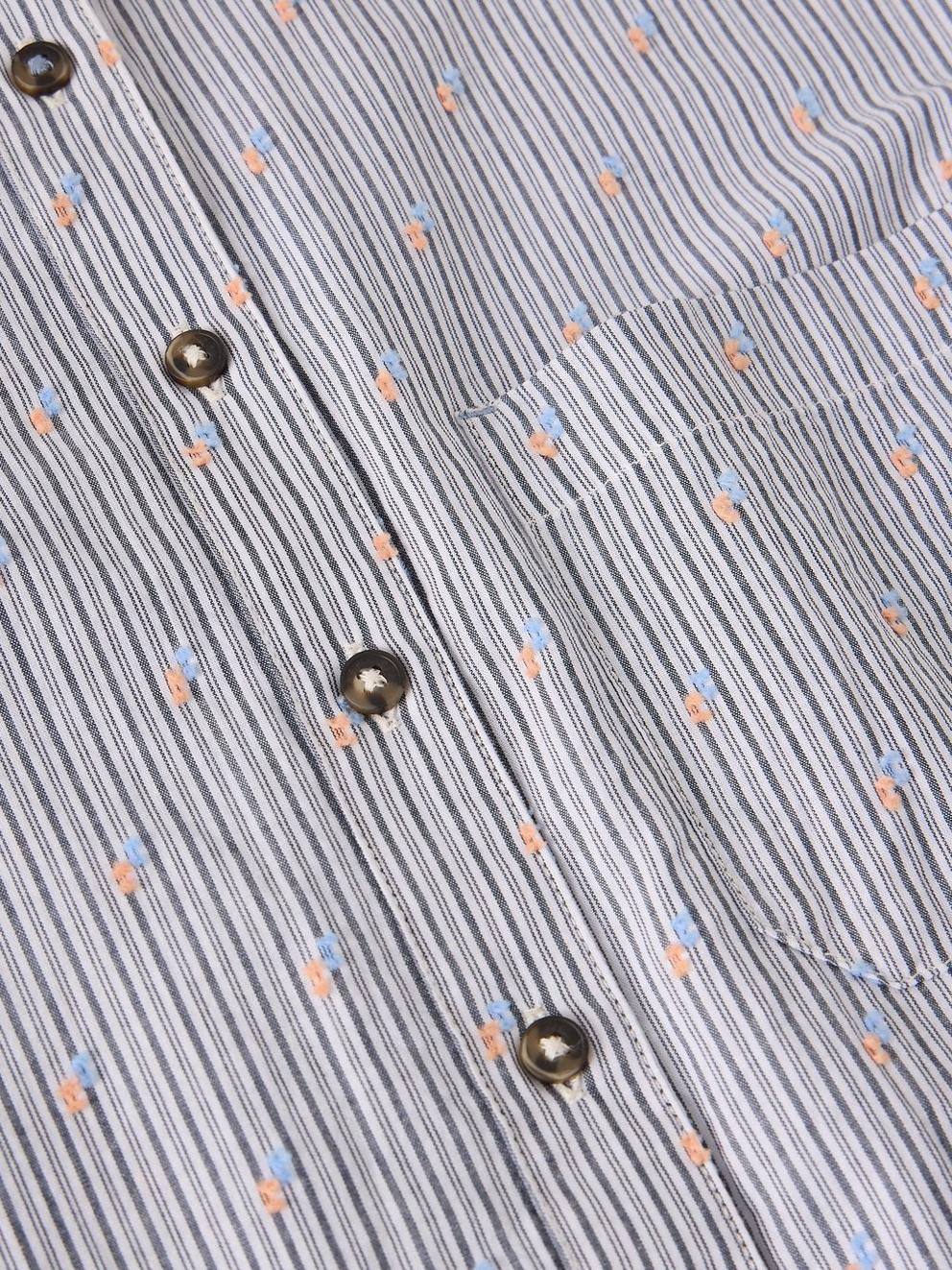 LIBBY ORGANIC COTTON SHIRT in BLUE MLT - FLAT DETAIL