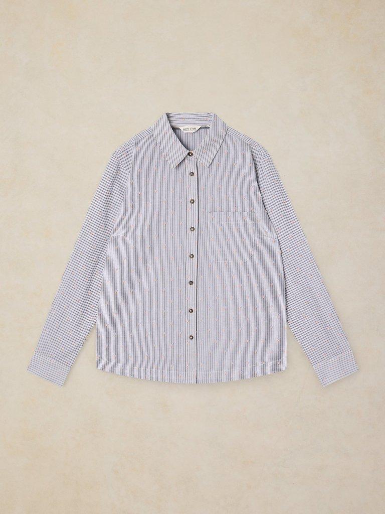 LIBBY ORGANIC COTTON SHIRT in BLUE MLT - FLAT FRONT