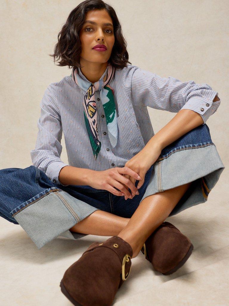 LIBBY ORGANIC COTTON SHIRT in BLUE MLT - LIFESTYLE