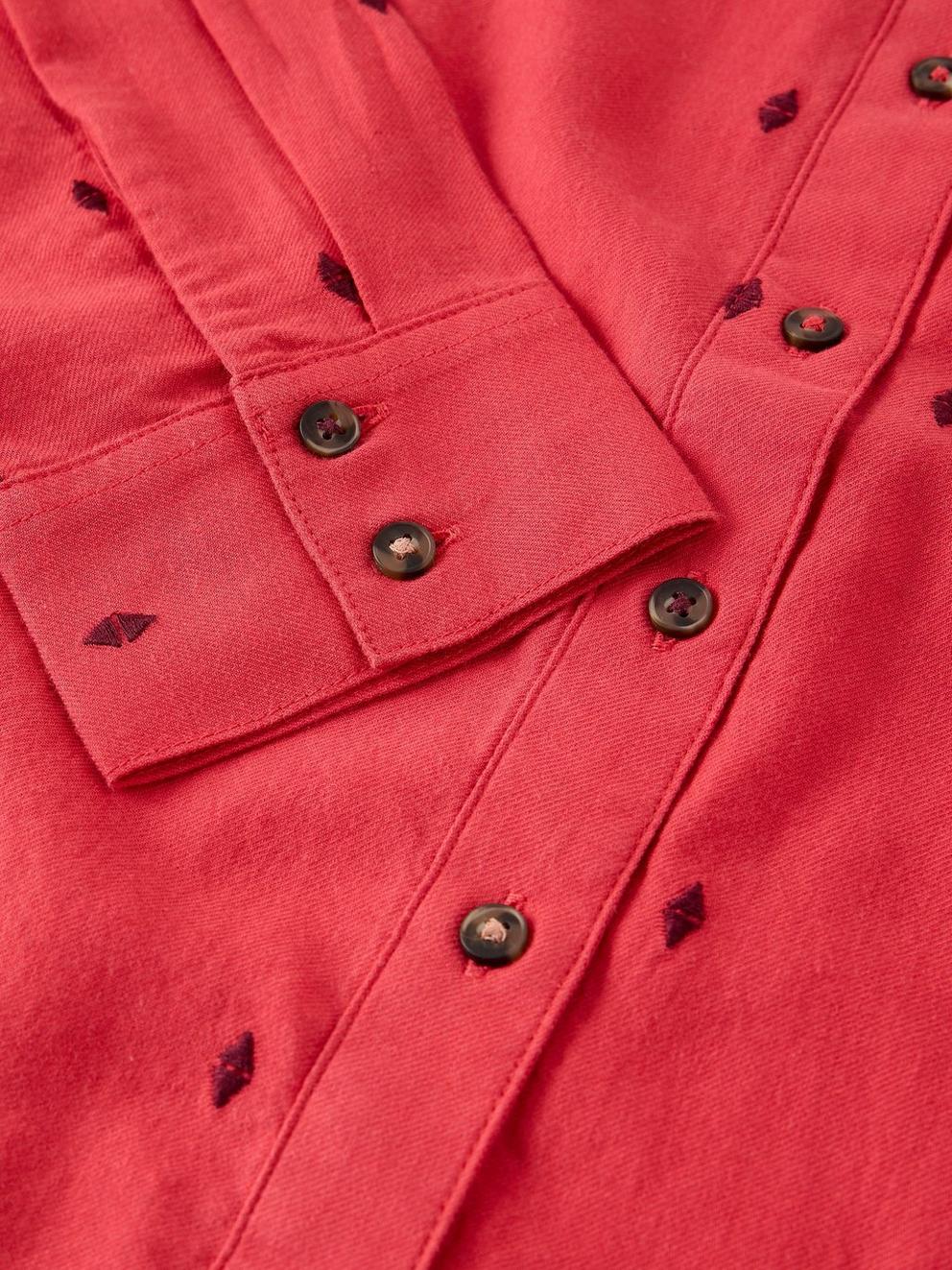 LIBBY ORGANIC COTTON SHIRT in BRT PINK - FLAT DETAIL