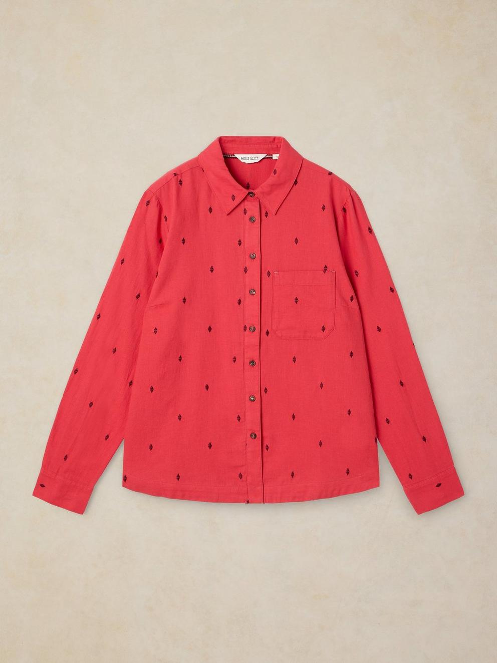 LIBBY ORGANIC COTTON SHIRT in BRT PINK - FLAT FRONT
