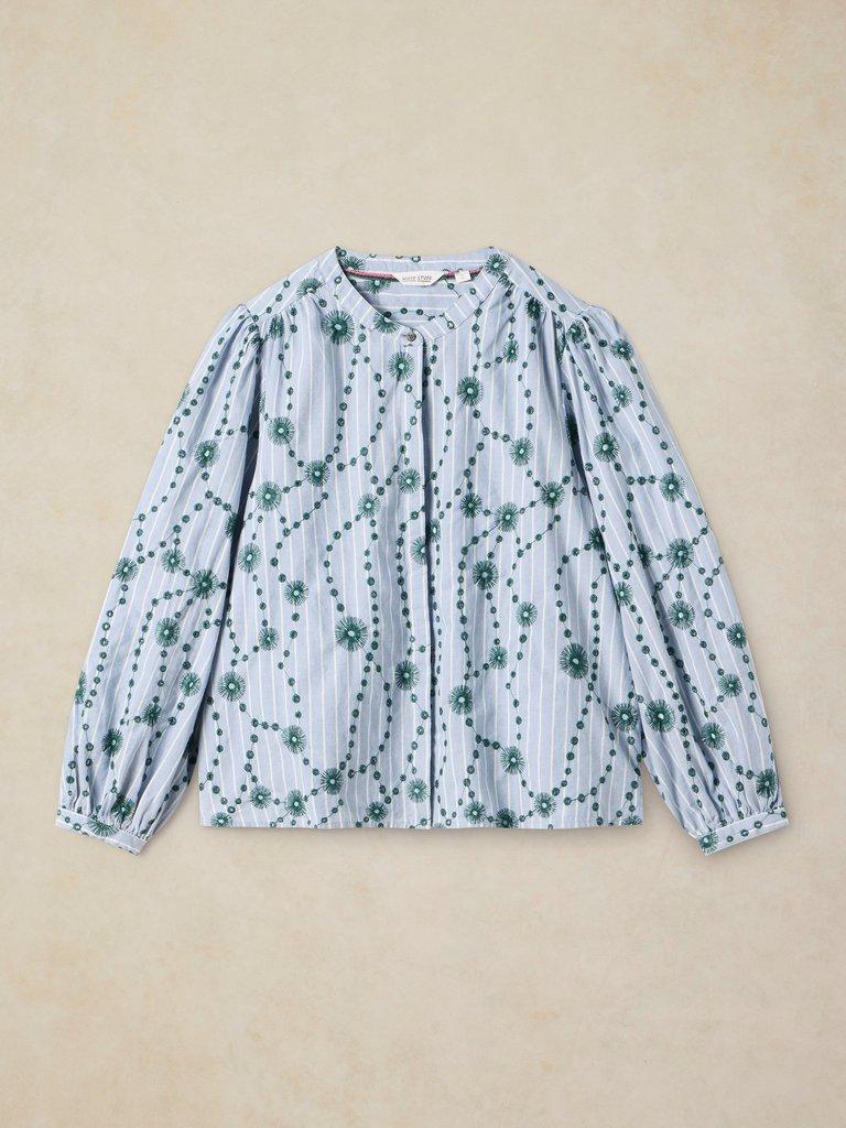 LANA EMBROIDERED SHIRT in GREEN MLT - FLAT FRONT
