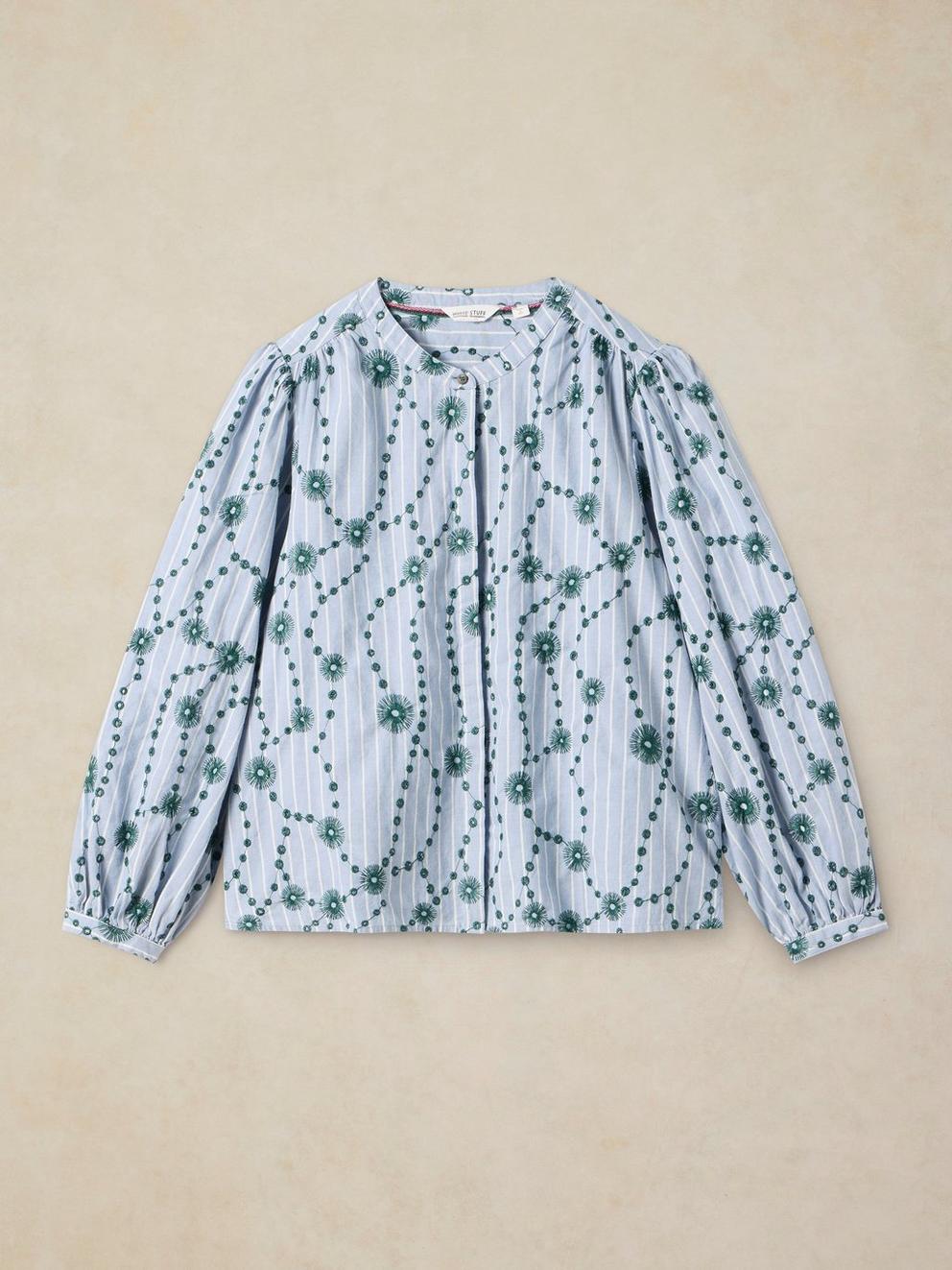 LANA EMBROIDERED SHIRT in GREEN MLT - FLAT FRONT