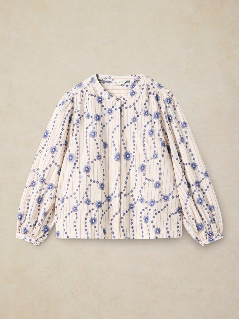 LANA EMBROIDERED SHIRT in IVORY MLT - FLAT FRONT