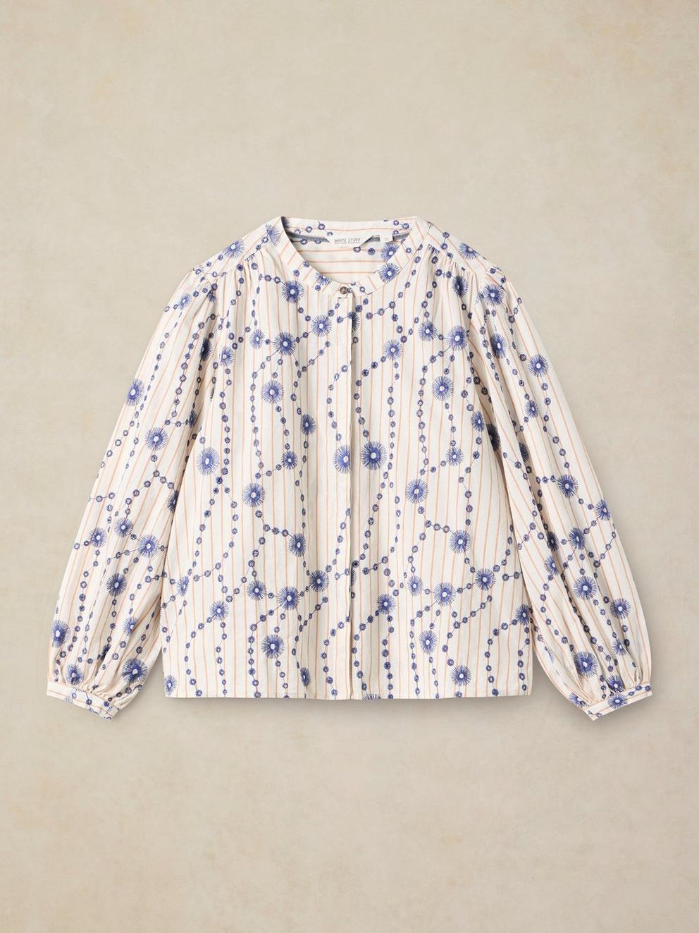 LANA EMBROIDERED SHIRT in IVORY MLT - FLAT FRONT