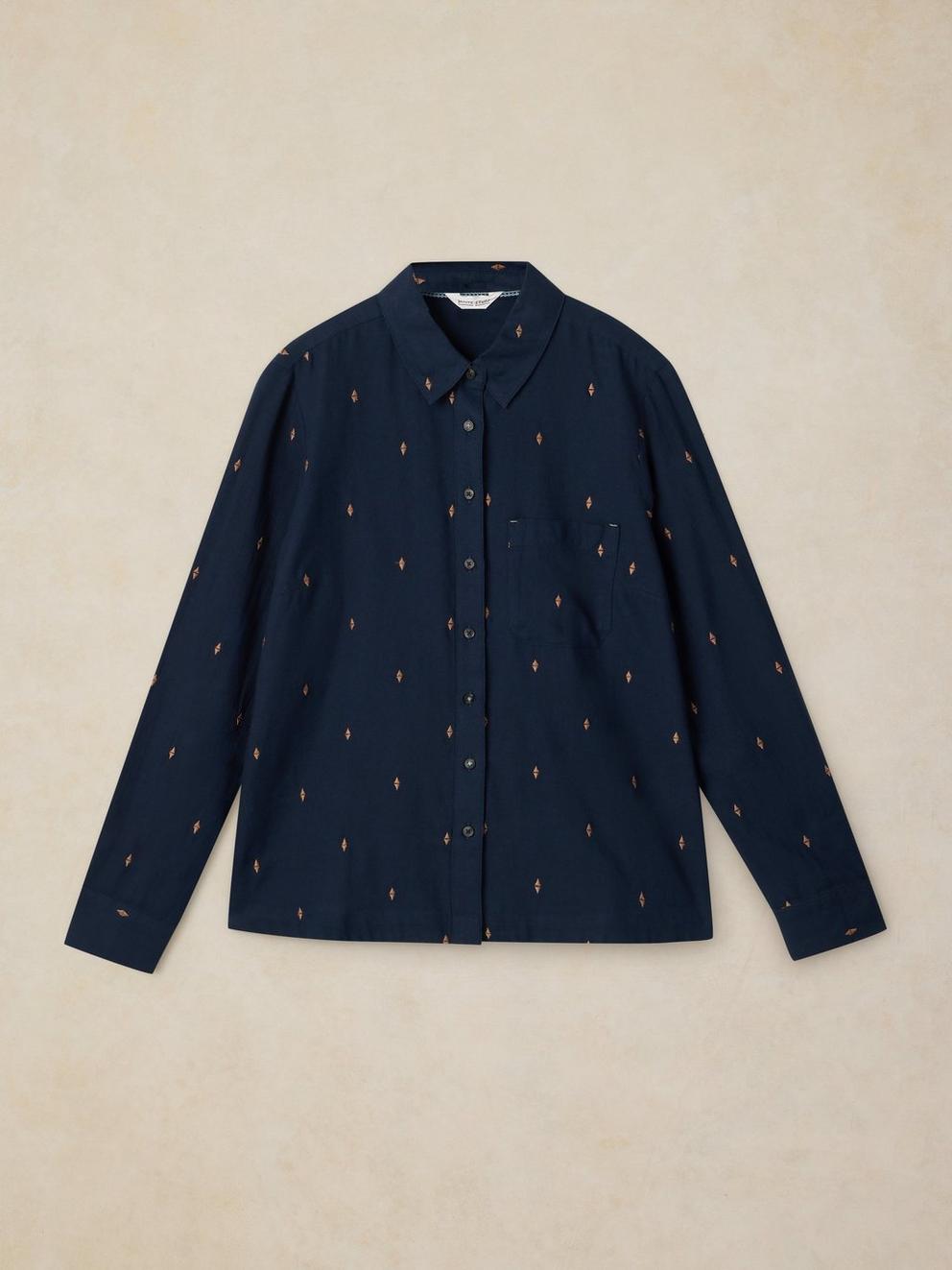 LIBBY ORGANIC COTTON SHIRT in DARK NAVY - FLAT FRONT