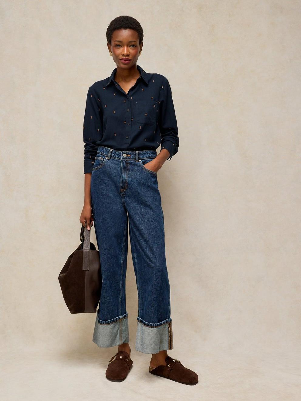 LIBBY ORGANIC COTTON SHIRT in DARK NAVY - LIFESTYLE