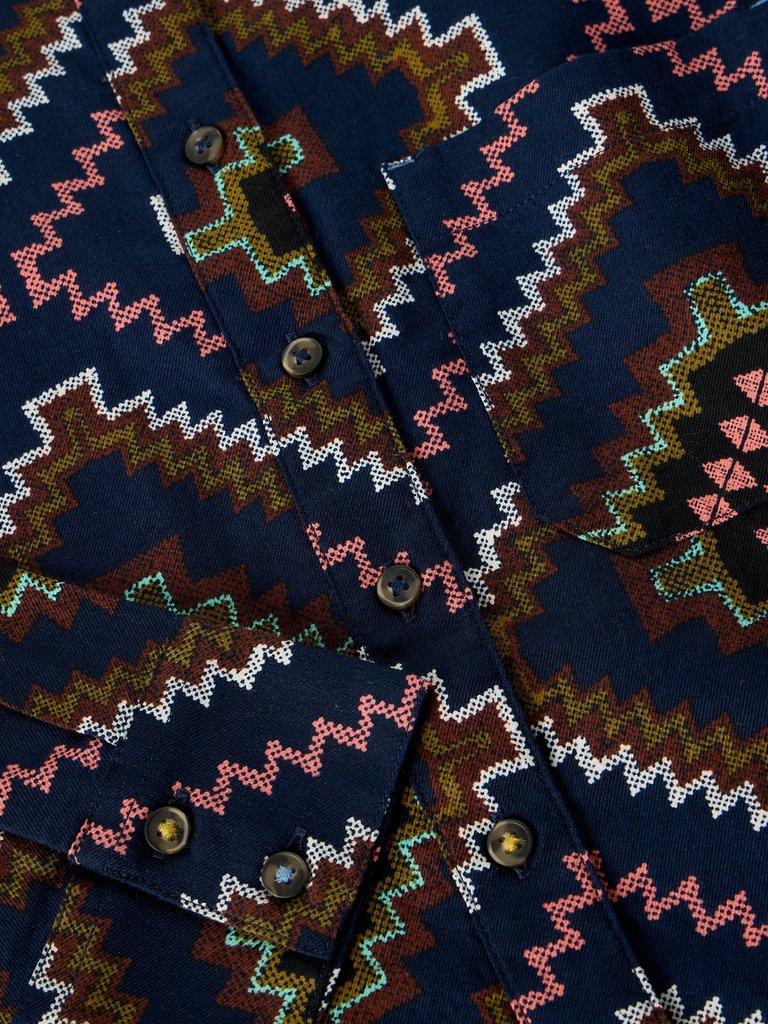 LIBBY ORGANIC COTTON SHIRT in NAVY MULTI - FLAT DETAIL
