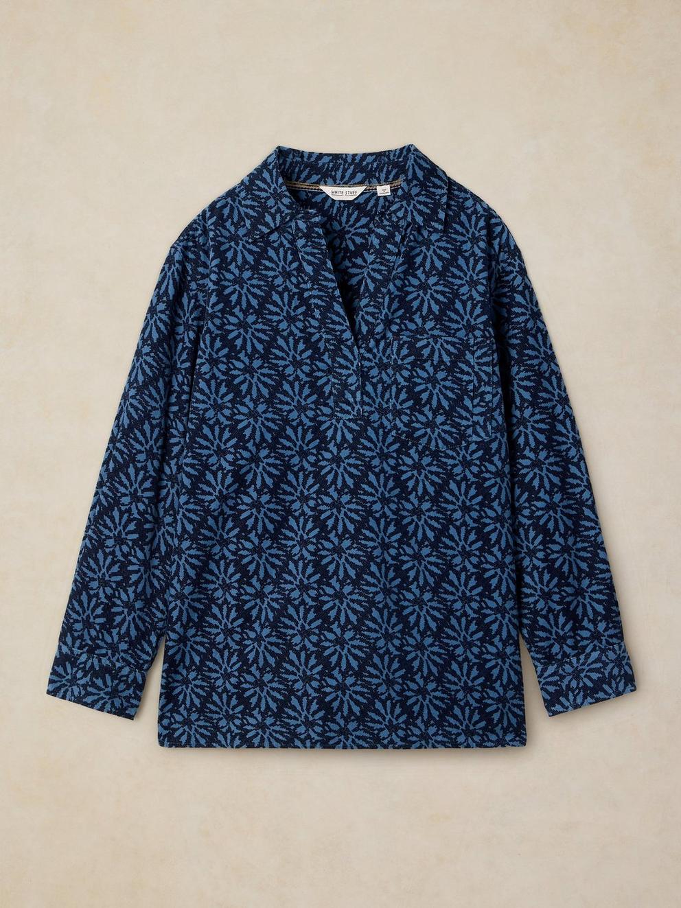 SAGE LONGLINE CORD TUNIC in BLUE MLT - FLAT FRONT
