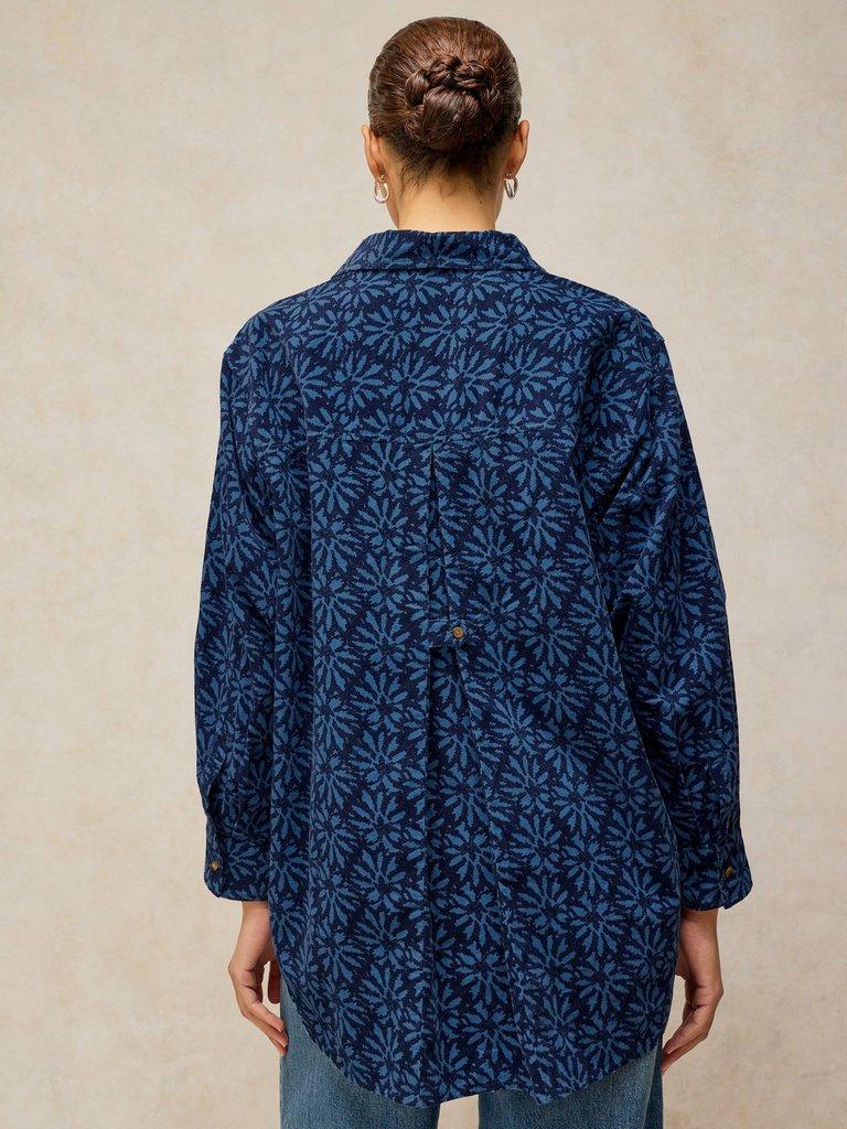 SAGE LONGLINE CORD TUNIC in BLUE MLT - MODEL BACK