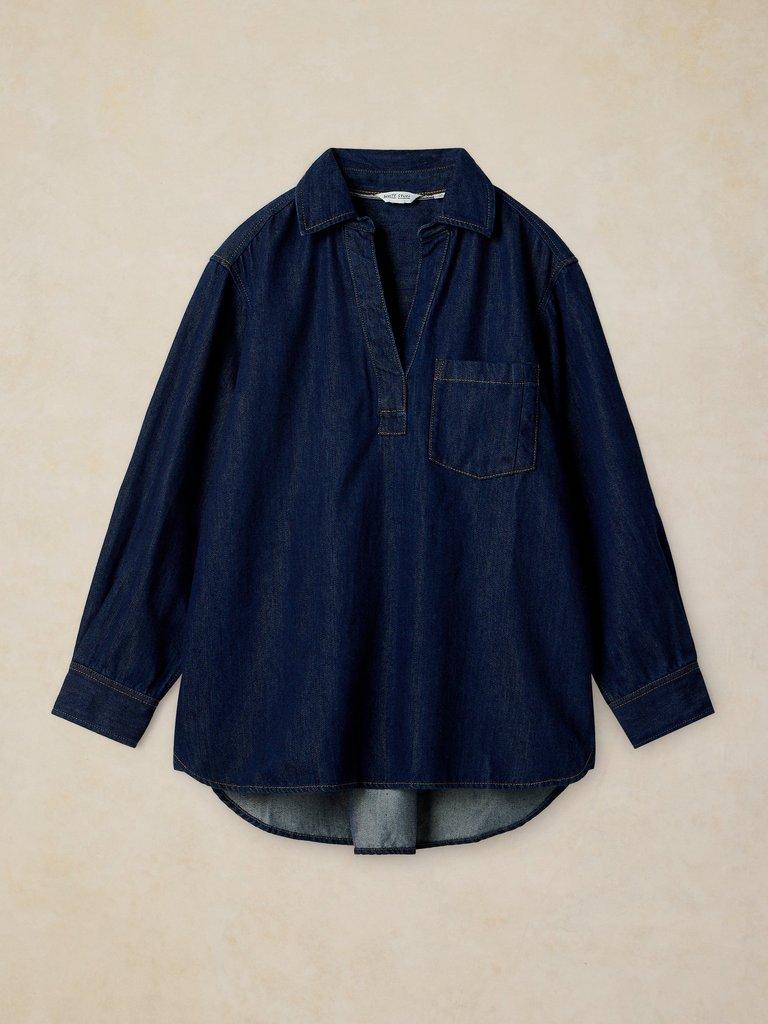 SAGE LONGLINE DENIM TUNIC in DK DENIM - FLAT FRONT