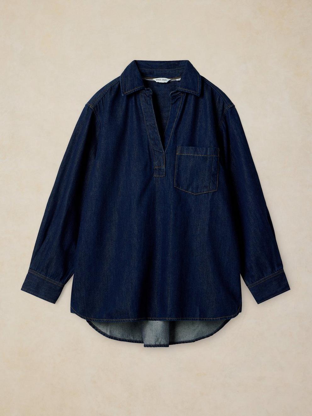 SAGE LONGLINE DENIM TUNIC in DK DENIM - FLAT FRONT