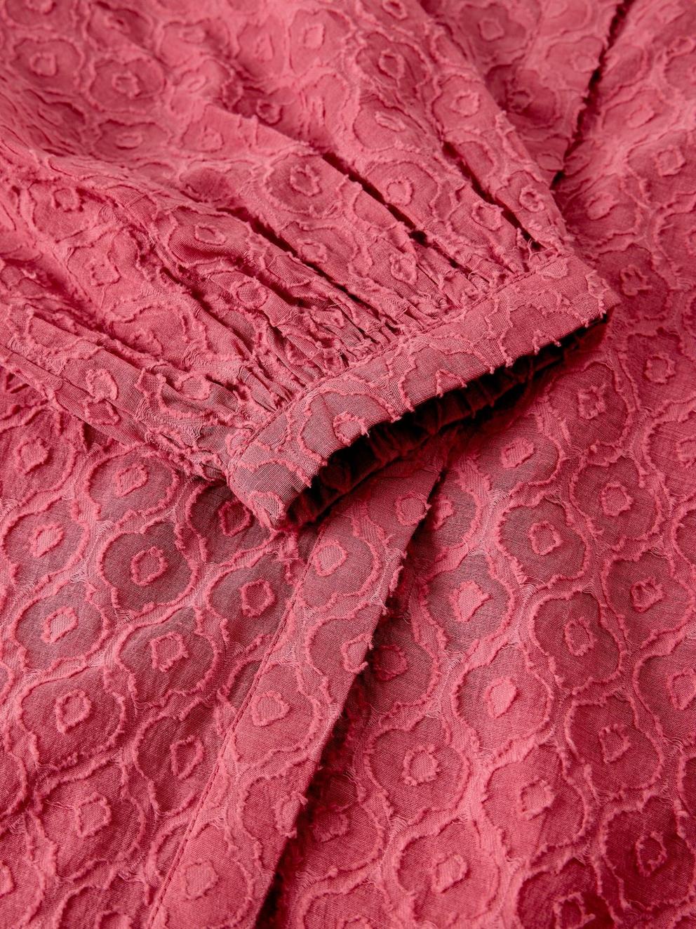 LANA JACQUARD TOP in MID PINK - FLAT DETAIL