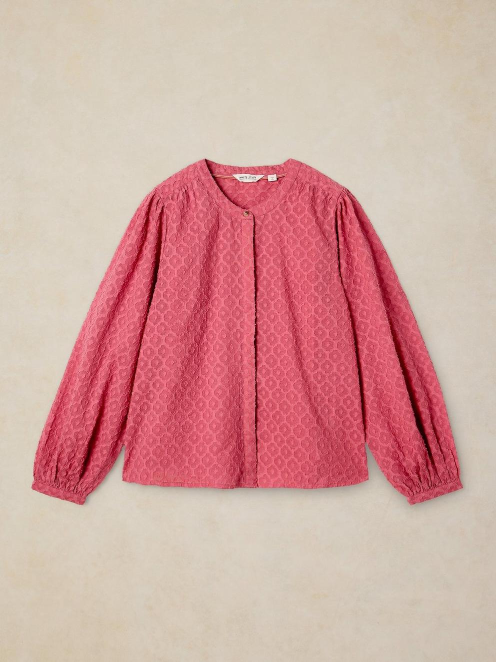 LANA JACQUARD TOP in MID PINK - FLAT FRONT