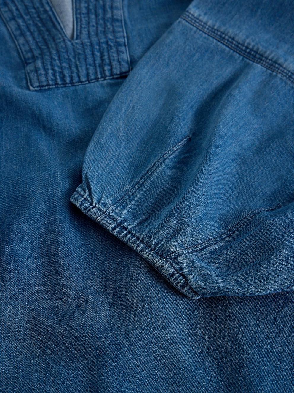KRYSTIN TOP in MID DENIM - FLAT DETAIL