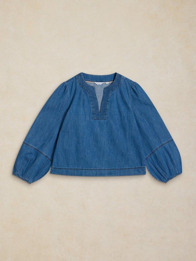 KRYSTIN TOP in MID DENIM - FLAT FRONT