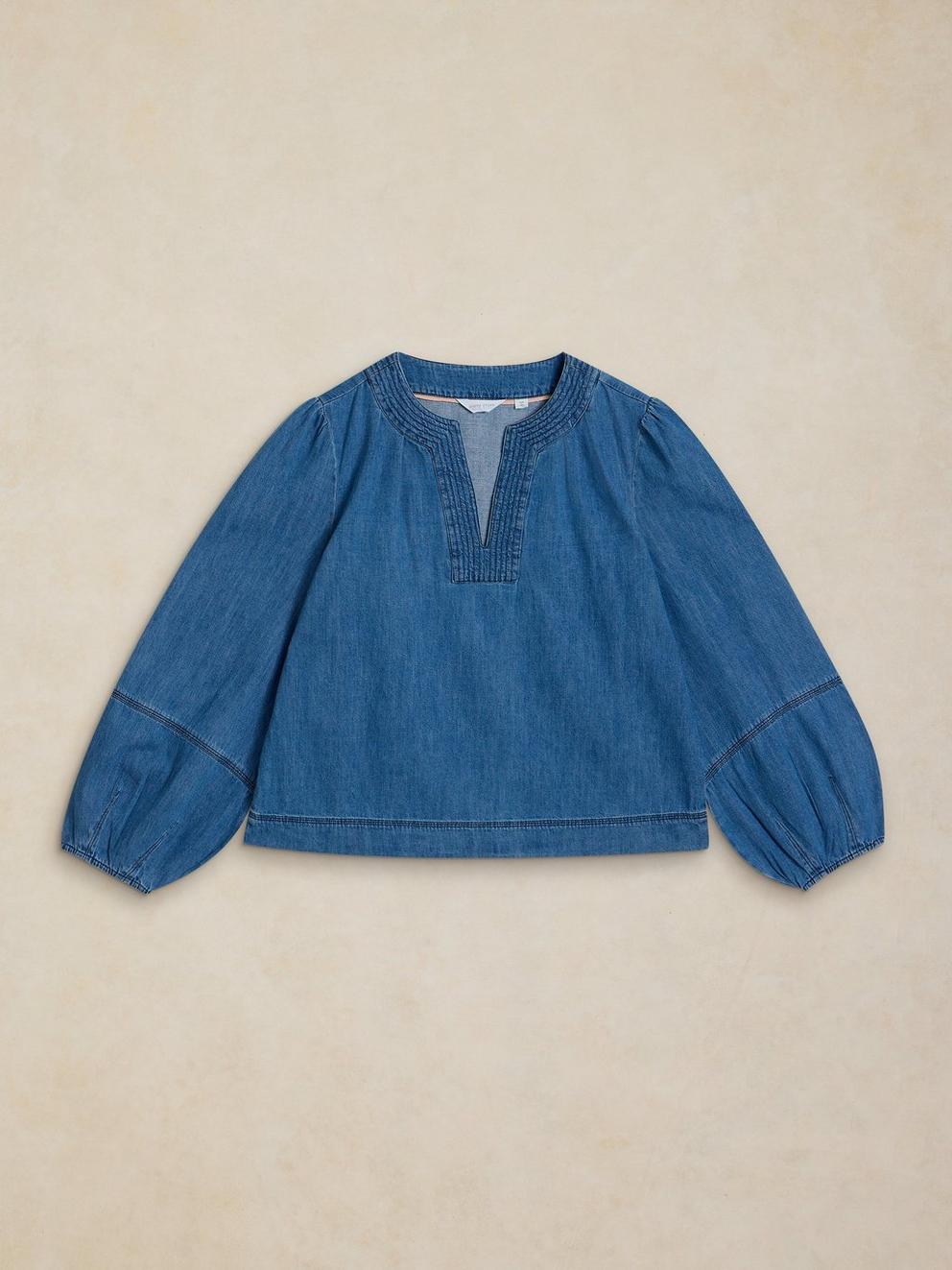 KRYSTIN TOP in MID DENIM - FLAT FRONT