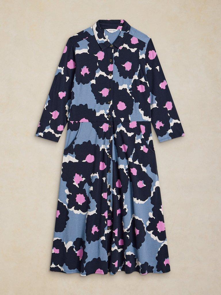 RUA JERSEY DRESS in BLUE MLT - FLAT FRONT