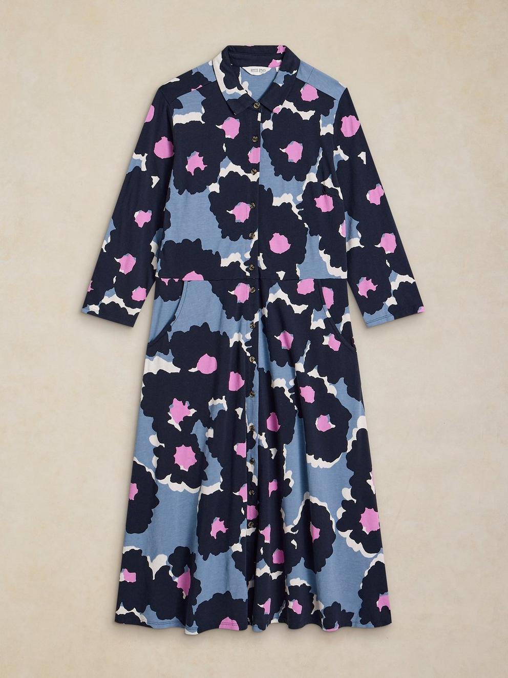RUA JERSEY DRESS in BLUE MLT - FLAT FRONT