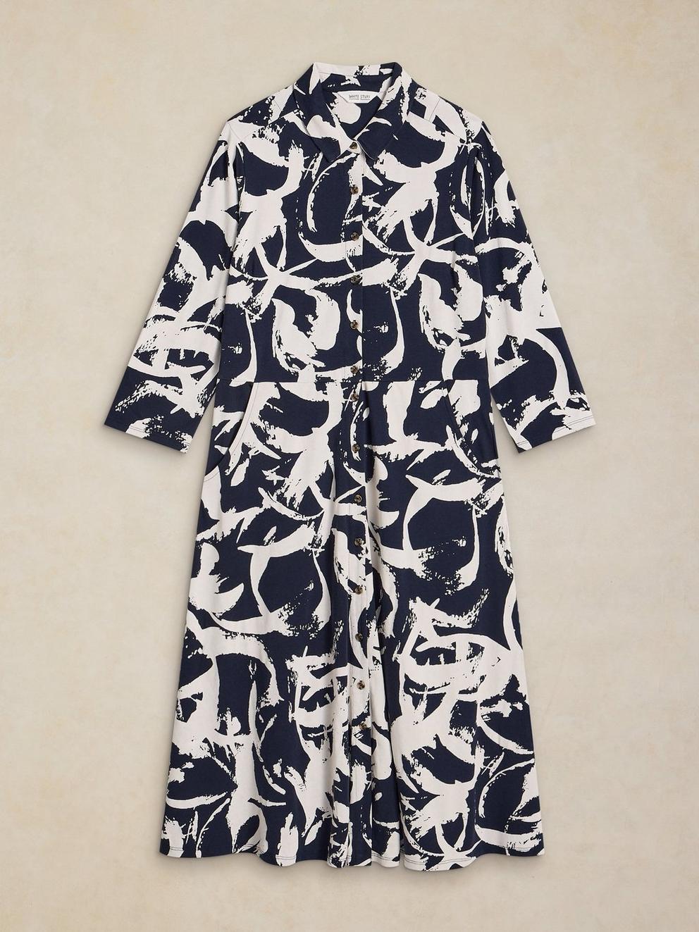 RUA JERSEY DRESS in NAVY PR - FLAT FRONT