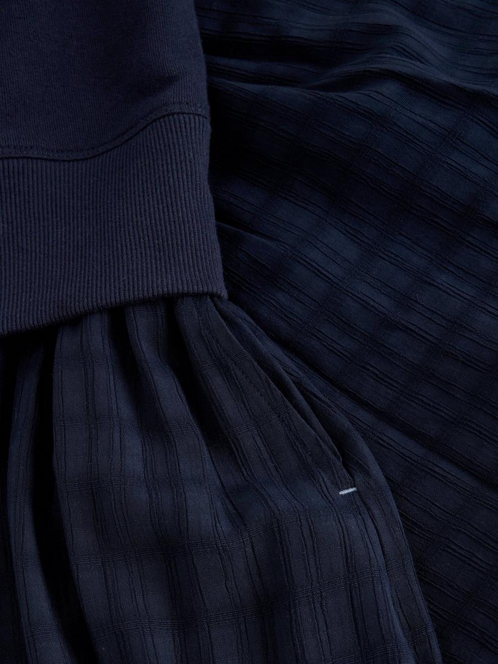 CARTER MIX SWEAT DRESS in DARK NAVY - FLAT DETAIL