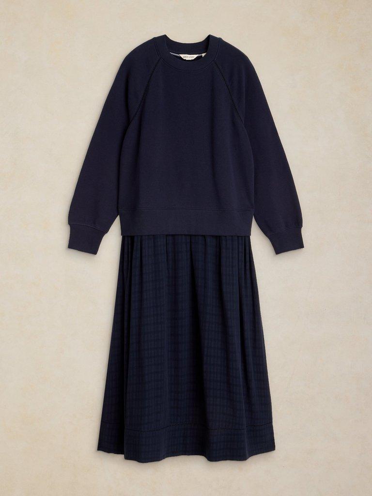 CARTER MIX SWEAT DRESS in DARK NAVY - FLAT FRONT