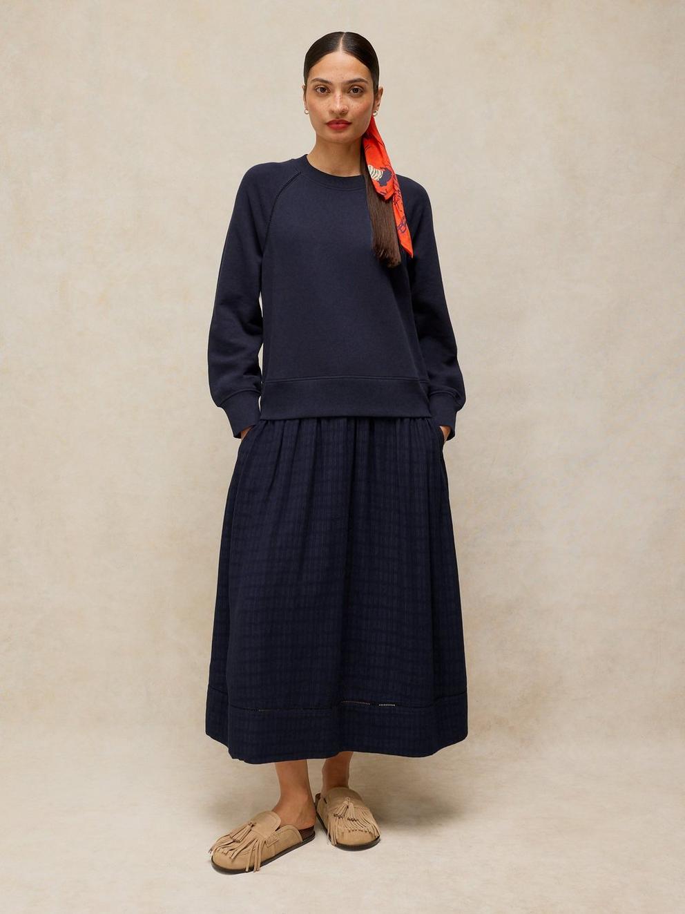 CARTER MIX SWEAT DRESS in DARK NAVY - LIFESTYLE
