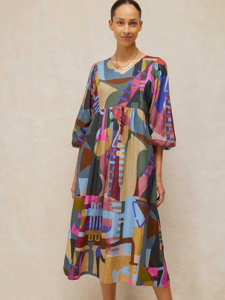MATILDA DRESS in PINK MLT - MODEL DETAIL