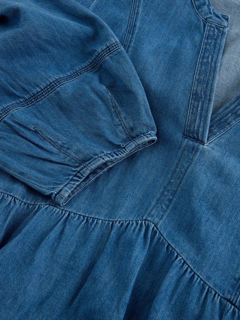 KRYSTIN DENIM DRESS in MID DENIM - FLAT DETAIL