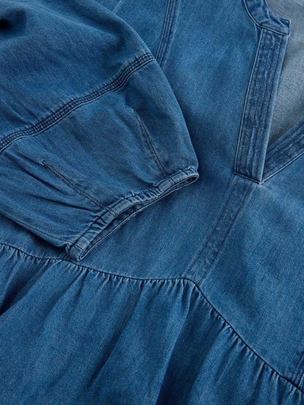 KRYSTIN DENIM DRESS in MID DENIM - FLAT DETAIL