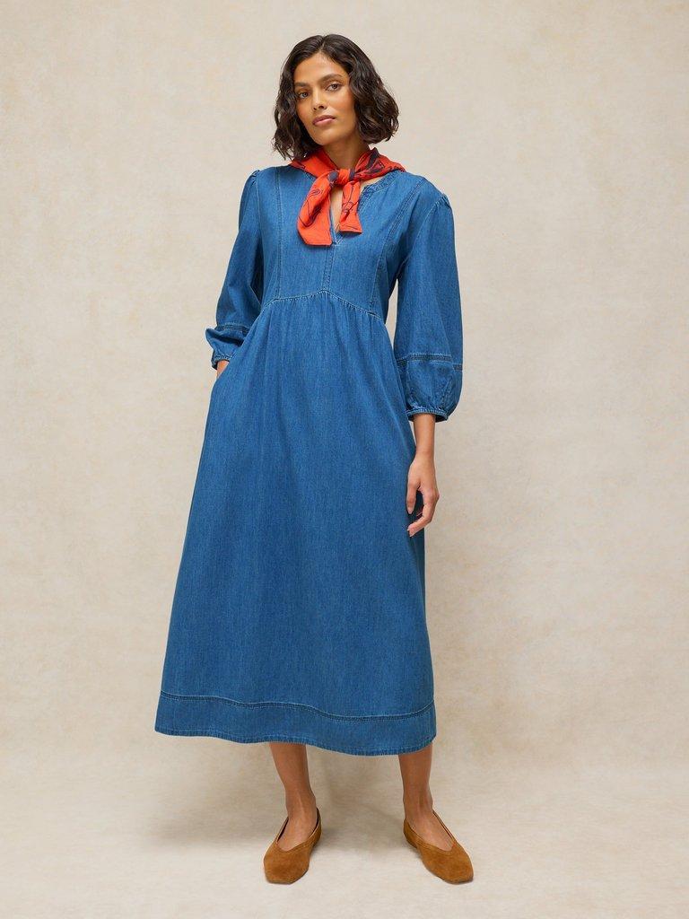 KRYSTIN DENIM DRESS in MID DENIM - LIFESTYLE