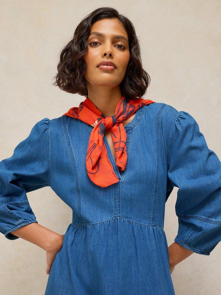 KRYSTIN DENIM DRESS in MID DENIM - MODEL FRONT