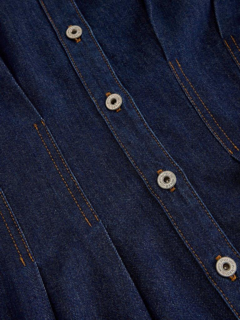LUNA DENIM PLEAT DRESS in DK DENIM - FLAT DETAIL