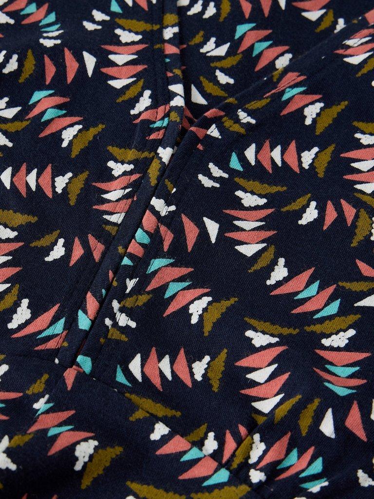 MEGAN JERSEY DRESS in NAVY MULTI - FLAT DETAIL