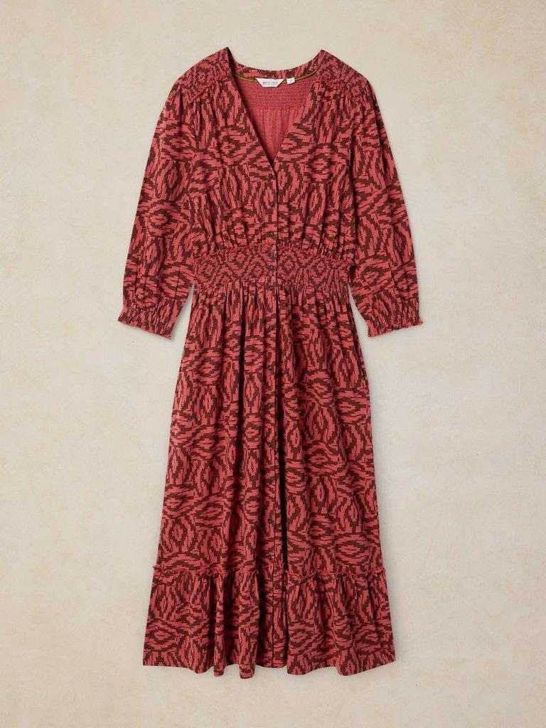 JONIE SHIRRED DRESS in PLUM PR - FLAT FRONT