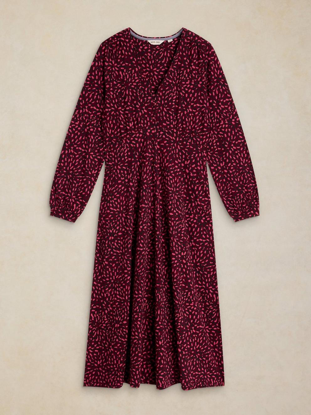 MEGAN JERSEY DRESS in PINK MLT - FLAT FRONT