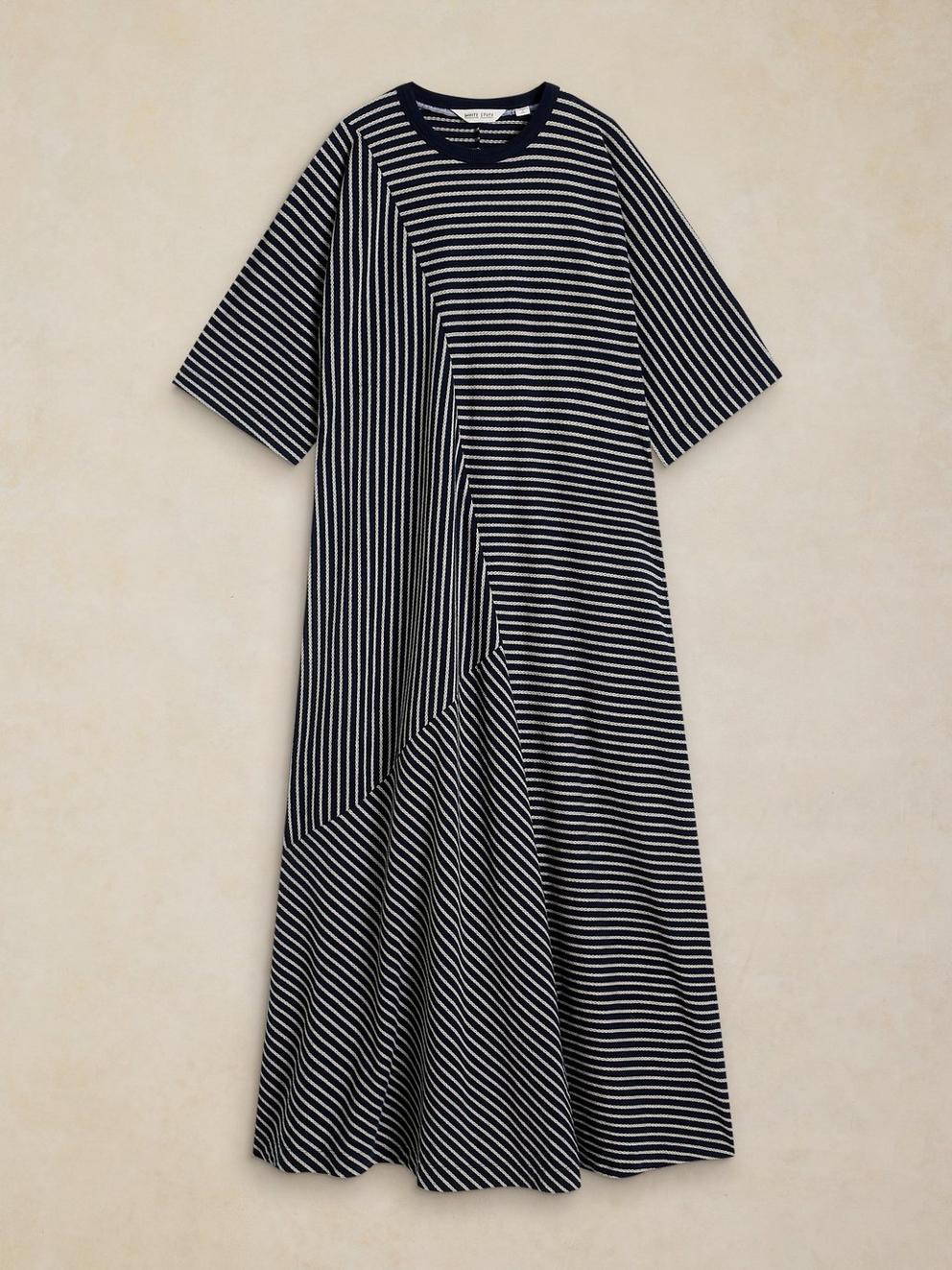 TIERNEY JERSEY TSHIRT DRESS in NAVY MULTI - FLAT FRONT