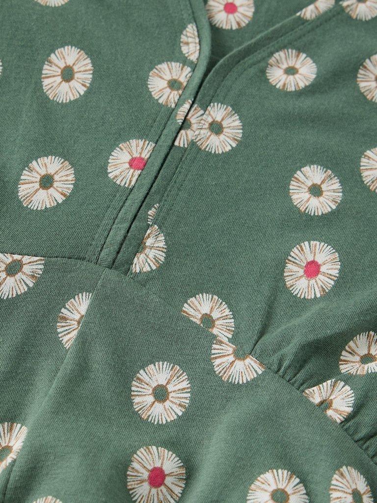 MEGAN JERSEY DRESS in GREEN PR - FLAT DETAIL