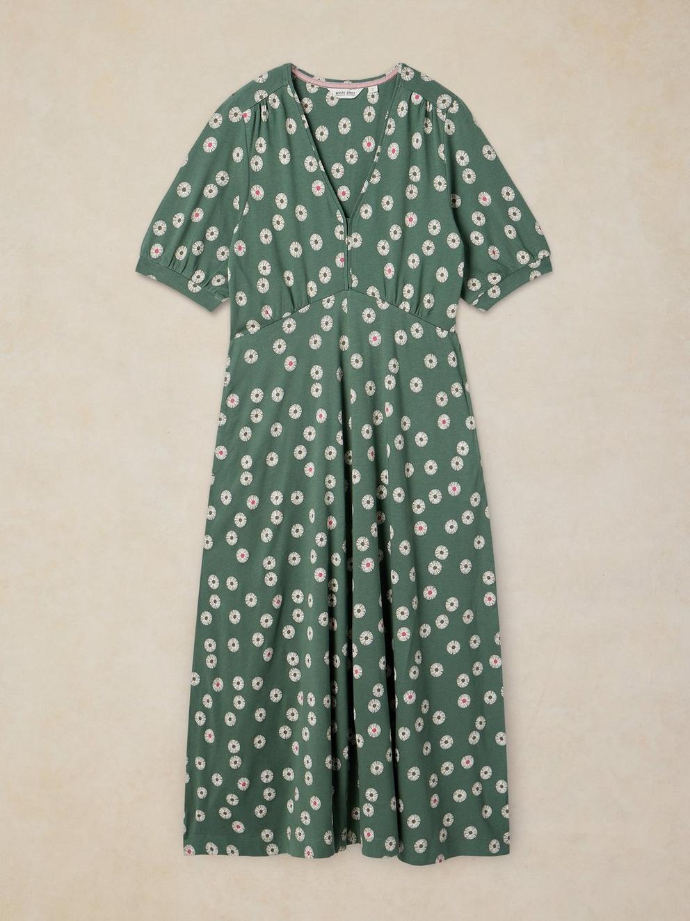 MEGAN JERSEY DRESS in GREEN PR - FLAT FRONT