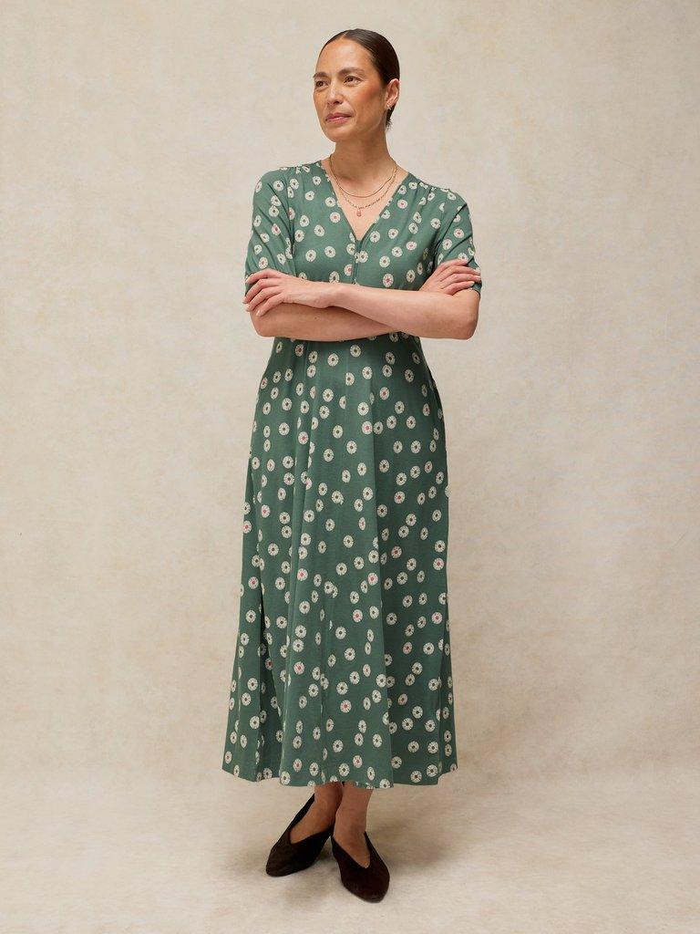 MEGAN JERSEY DRESS in GREEN PR - LIFESTYLE