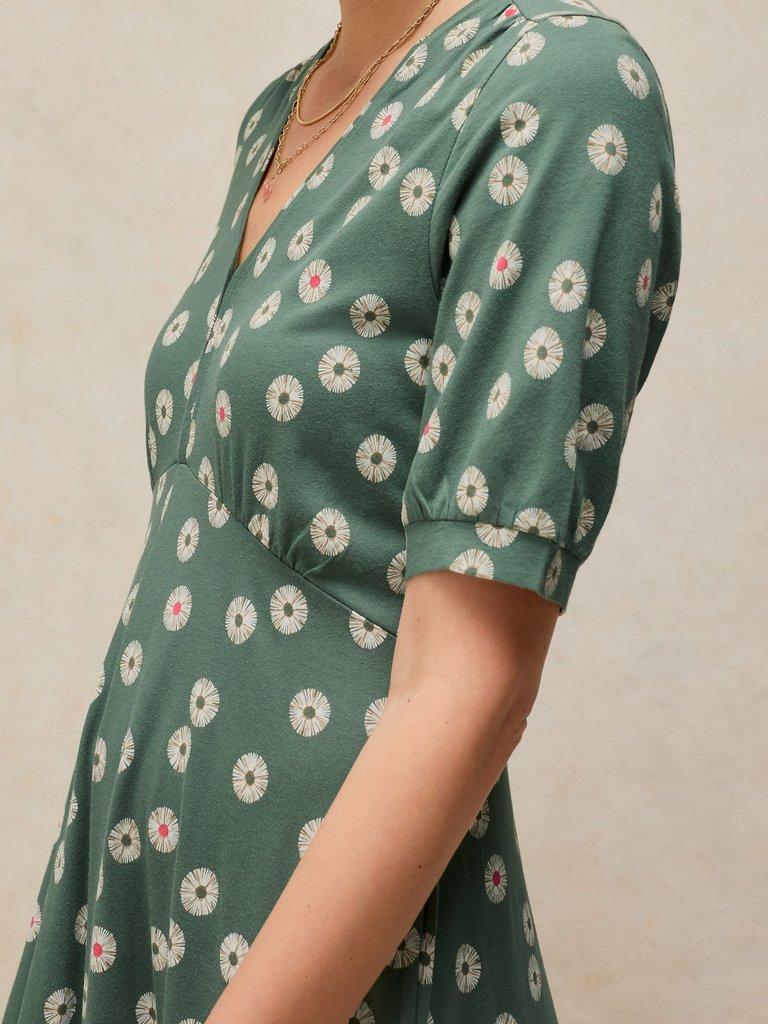 MEGAN JERSEY DRESS in GREEN PR - MODEL DETAIL