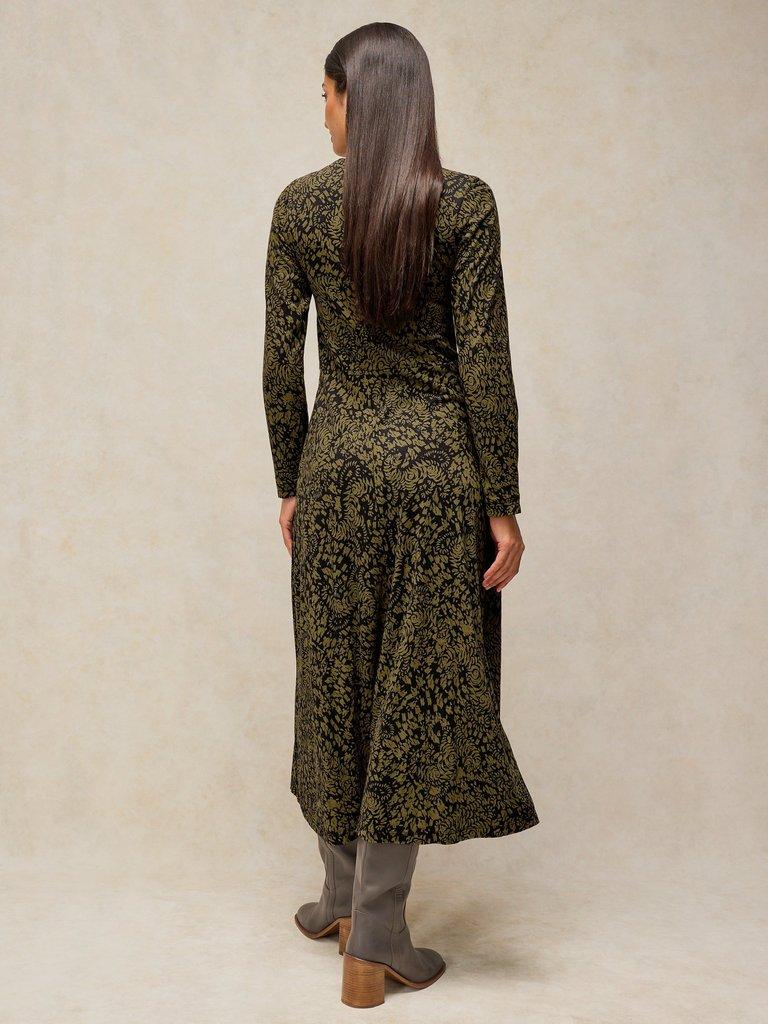 REESE BUTTON THROUGH DRESS in GREEN PR - MODEL BACK